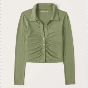 Abercrombie Long Sleeve Ruched Polo Top